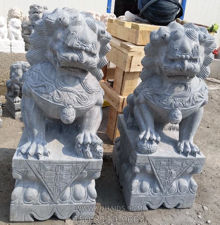 户外别墅青石石雕一对家用看门的狮子雕塑