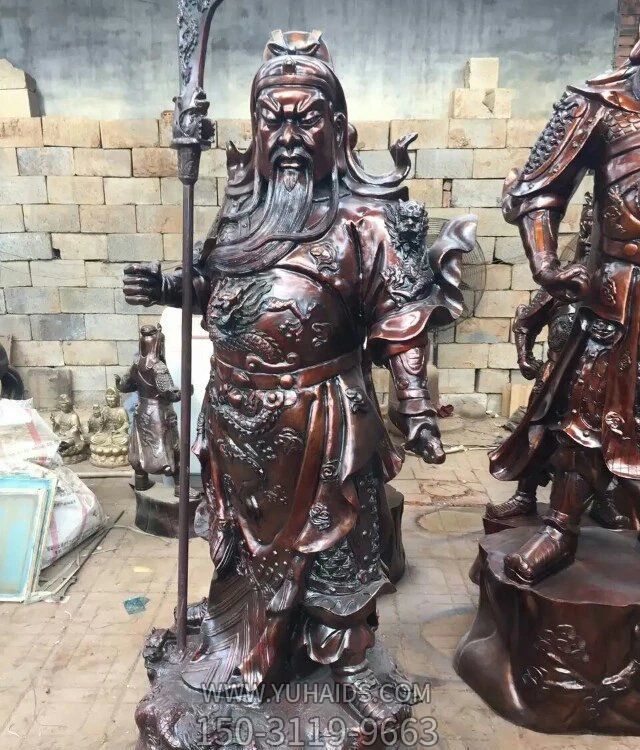 宗教寺庙立式铜雕关公雕塑摆件