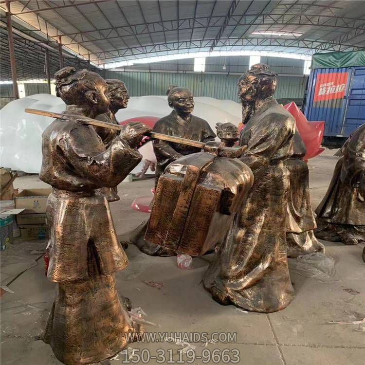 户外街道玻璃钢仿铜园林景观人物雕塑