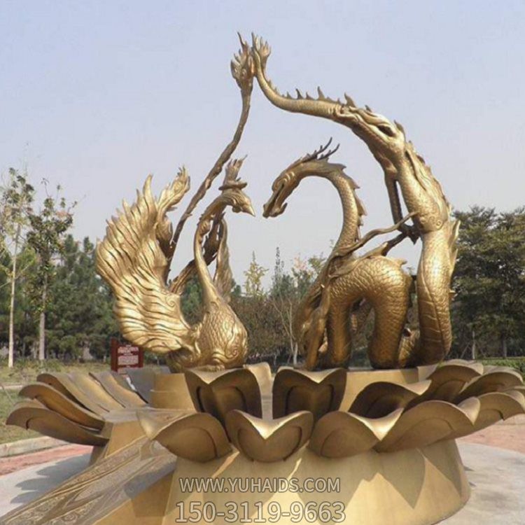 广场大型铜雕龙凤摆件雕塑