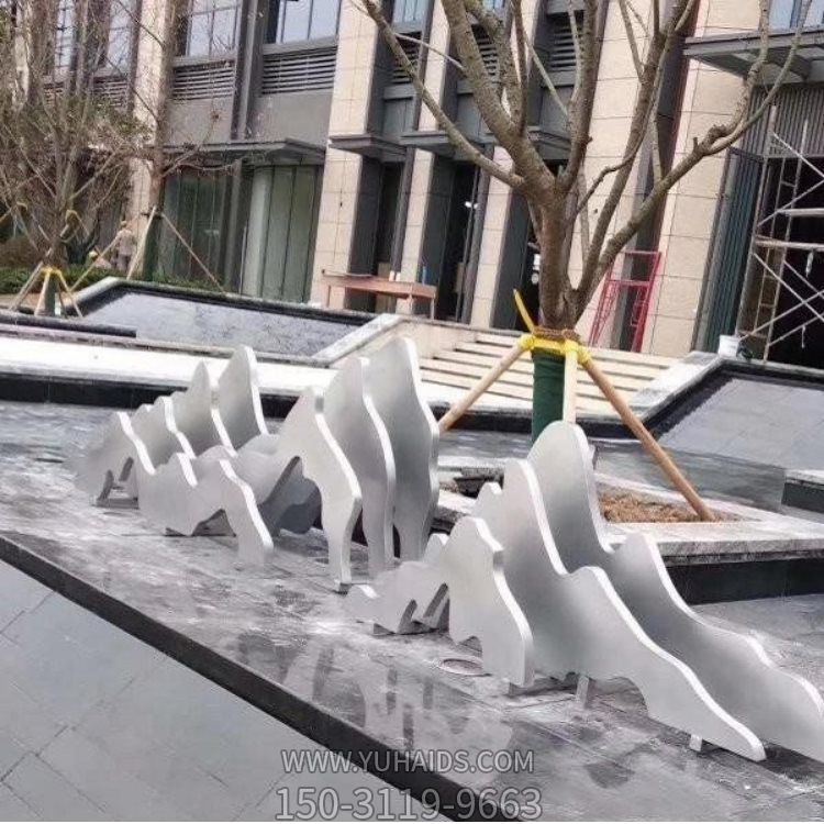 小区园林户外喷泉水池不锈钢抽象假山景观雕塑