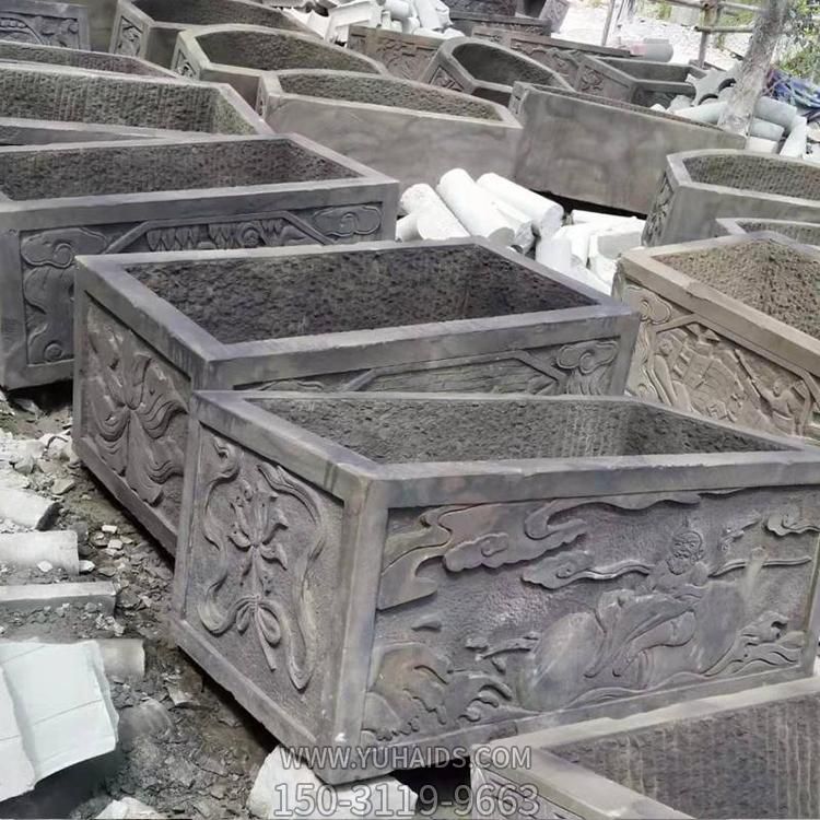 庭院户外石雕摆件仿古做旧鱼缸雕塑