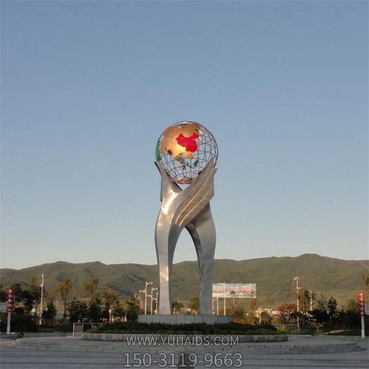 广场大型不锈钢镂空铁艺地球仪雕塑