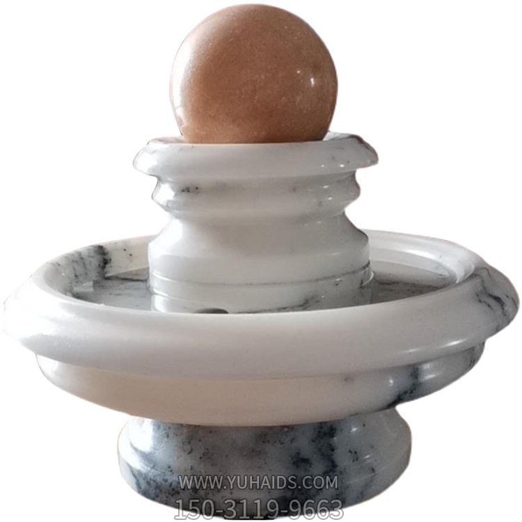 汉白玉石雕风水球雕塑摆件