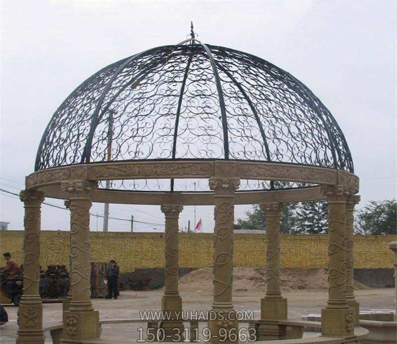 别墅园林户外摆放花岗岩圆形现代休闲凉亭座椅雕塑