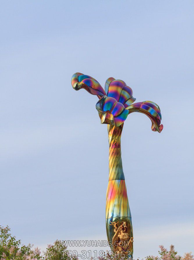 玻璃钢五彩花朵公园景观花朵雕塑