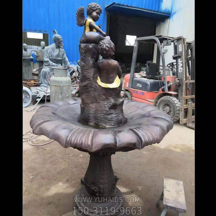 庭院别墅户外铜雕创意西方小天使喷泉雕塑