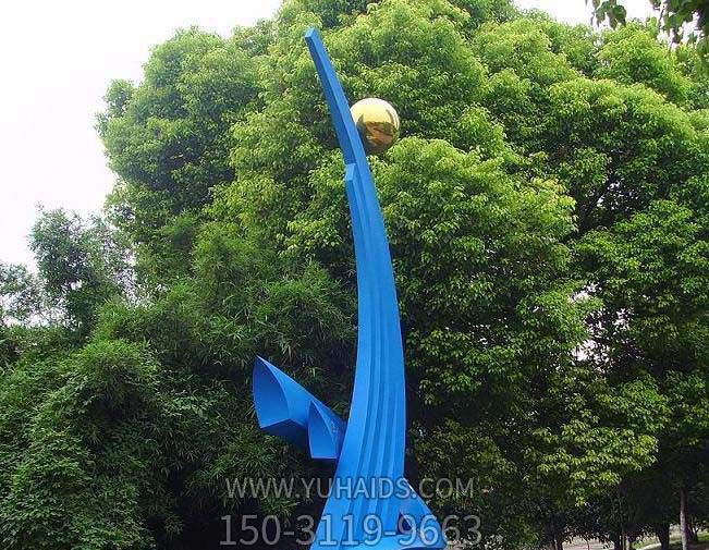 户外园林大型蓝色创意不锈钢海浪浪花雕塑