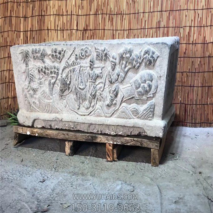 仿古中式庭院老牛槽 庭院青石养鱼雕花石槽雕塑