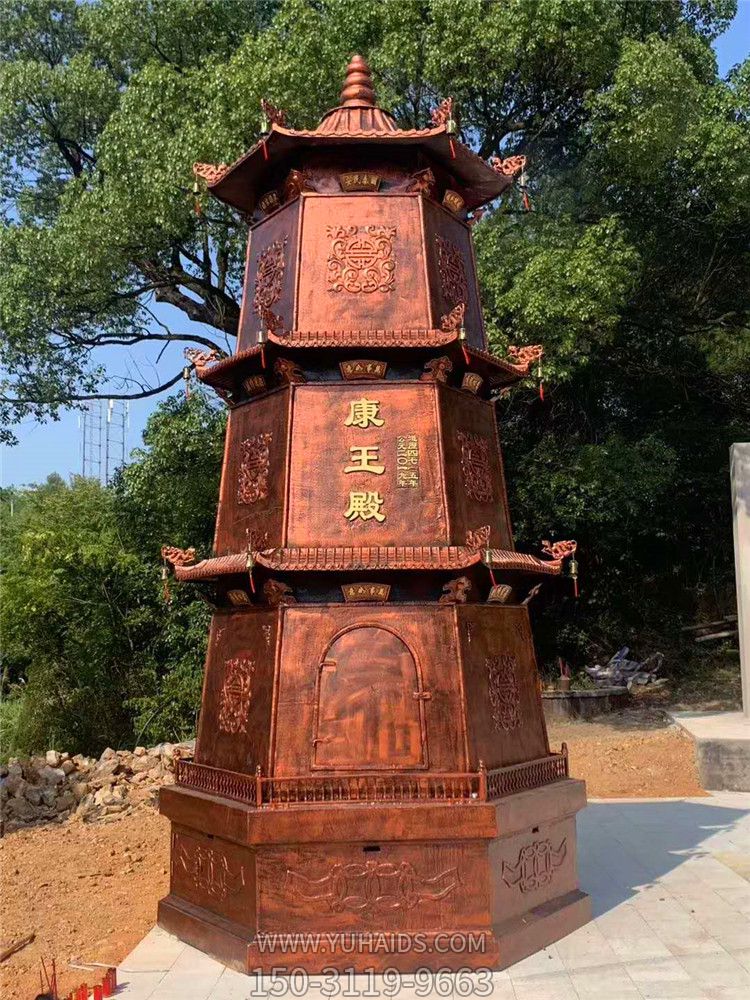 大型红铜铸造多层化宝佛塔香炉雕塑