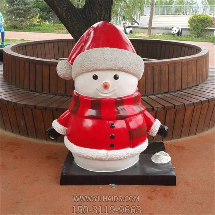 儿童乐园玻璃钢卡通彩绘雪人公仔摆件雕塑