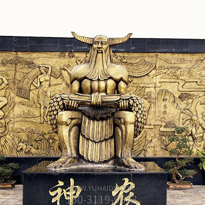 雕塑雕塑 中国神话传说人物五榖神农大帝玻璃钢仿铜<a href=