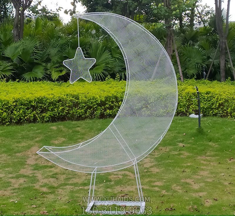 公园大型不锈钢镂空星星月亮雕塑
