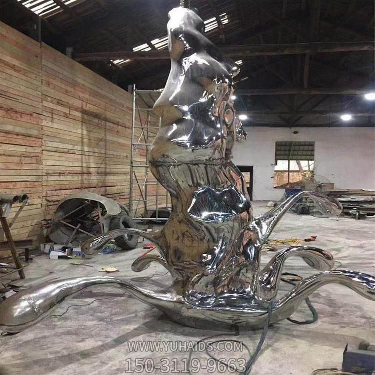 不锈钢工艺品摆件户外广场大型抽象夜晚亮灯景观雕塑