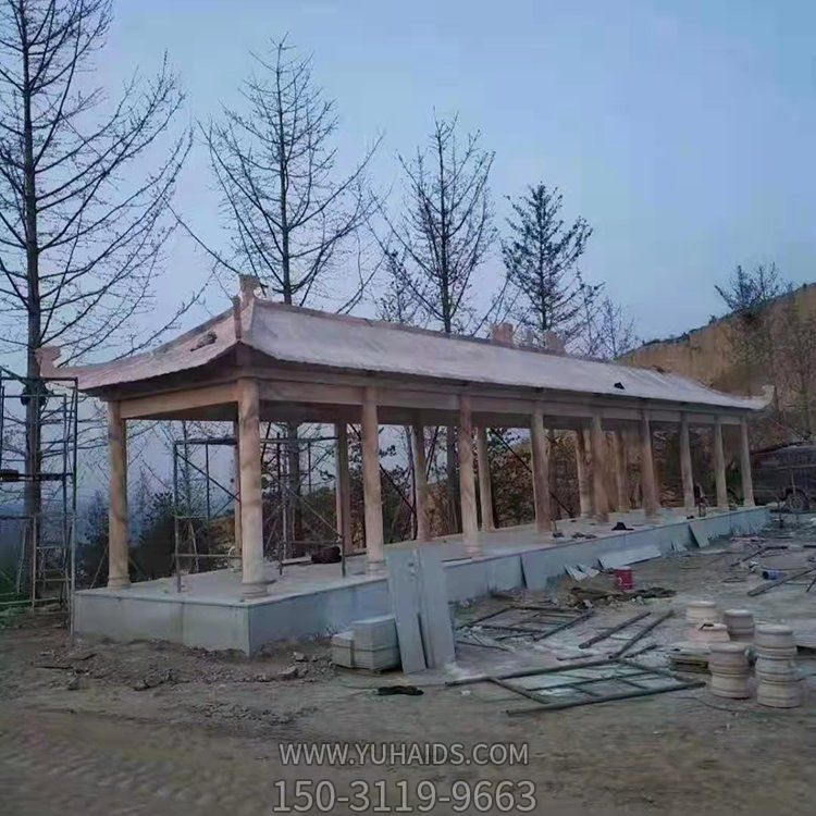 公园小区摆放大理石中式长廊凉亭雕塑
