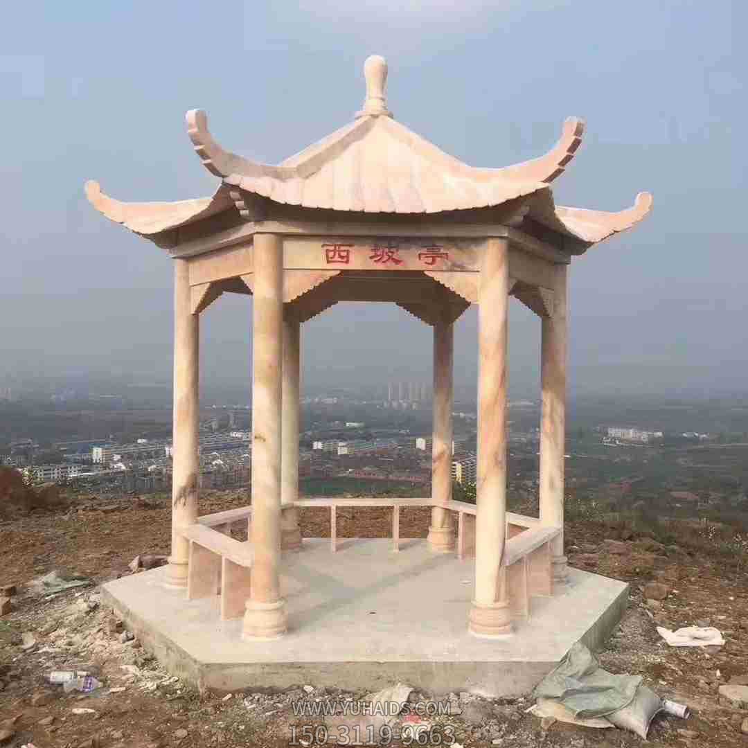 寺院山顶景观大型晚霞红西坡凉亭雕塑