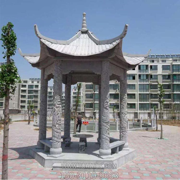 别墅小区公园大理石石雕中式凉亭摆件雕塑