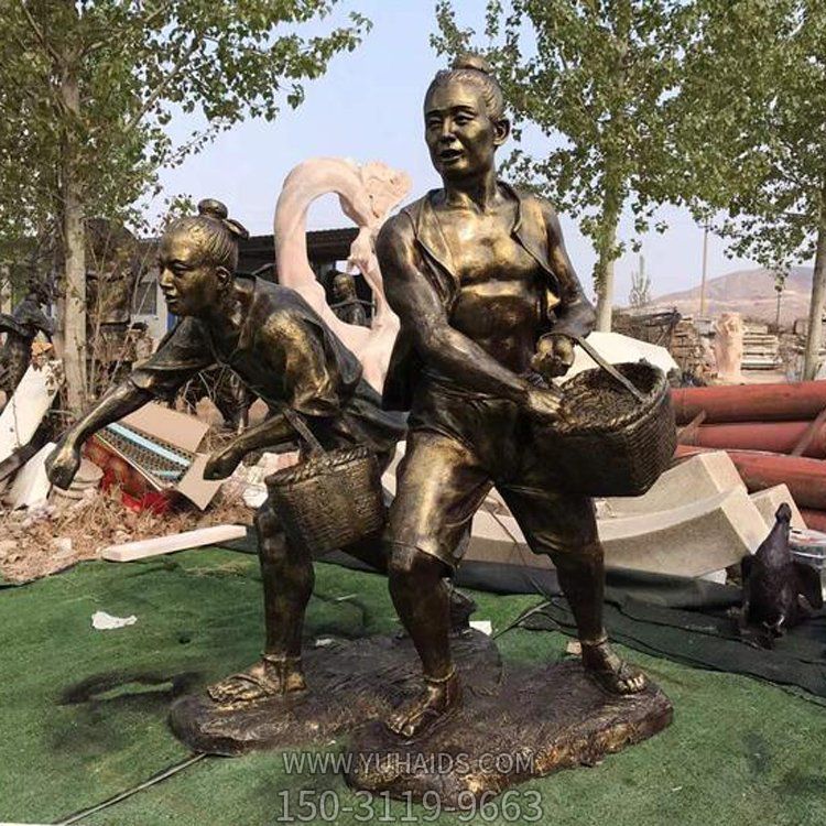播种人物，民俗劳动生活人物情景雕塑