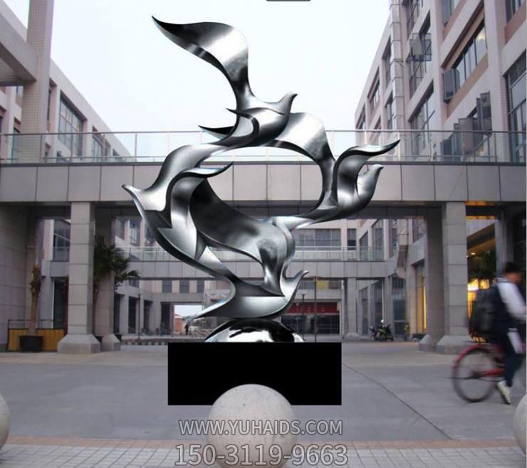 不锈钢抽象动物校园广场鸽子雕塑