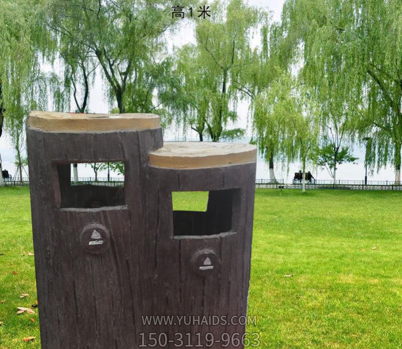 玻璃钢公园摆放防树根垃圾桶雕塑