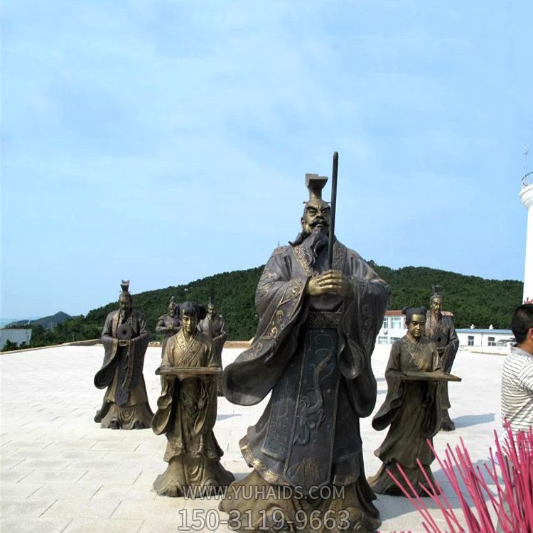 寺庙公园铸造鎏金汉武帝刘彻祭天情景雕塑