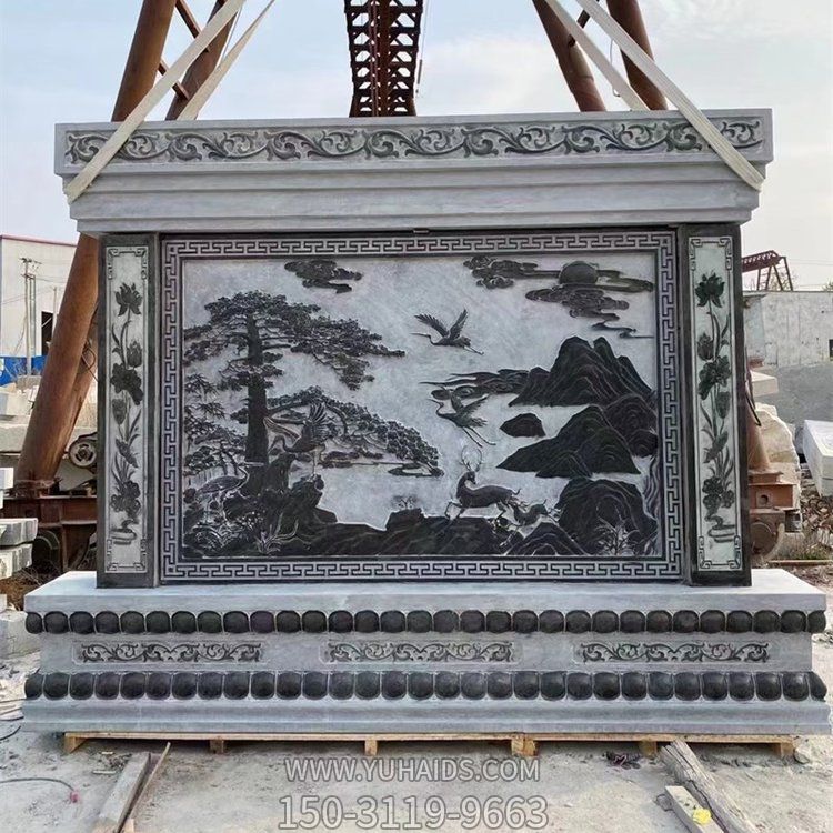 石雕花岗岩浮雕庭院门前摆放中式玄关 照壁雕塑