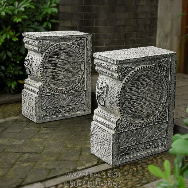 石鼓门墩抱鼓石一对家用仿古庭院别墅看门镇宅门口石墩摆件雕塑