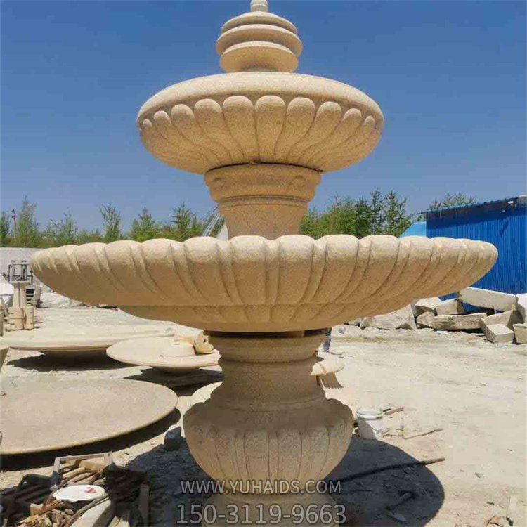 砂石石雕户外园林景观双层流水摆件喷泉雕塑