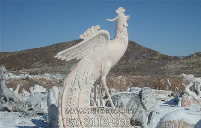 公园户外汉白玉石雕凤凰雕塑