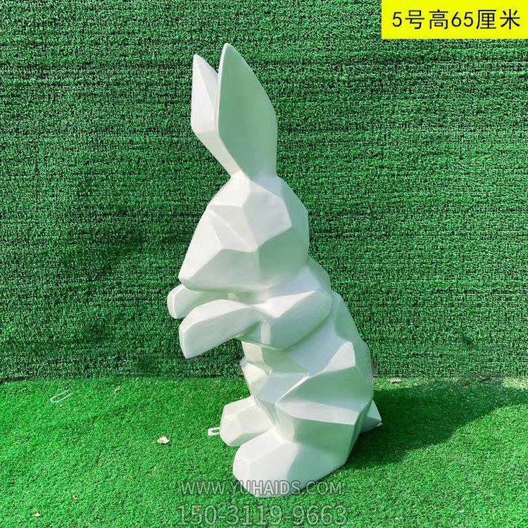 抽象块面流氓兔玻璃钢动物摆件雕塑