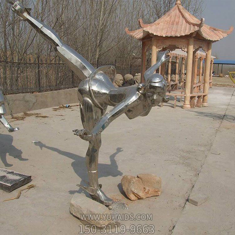 不锈钢抽象滑冰人物雕塑小品景点公园摆件