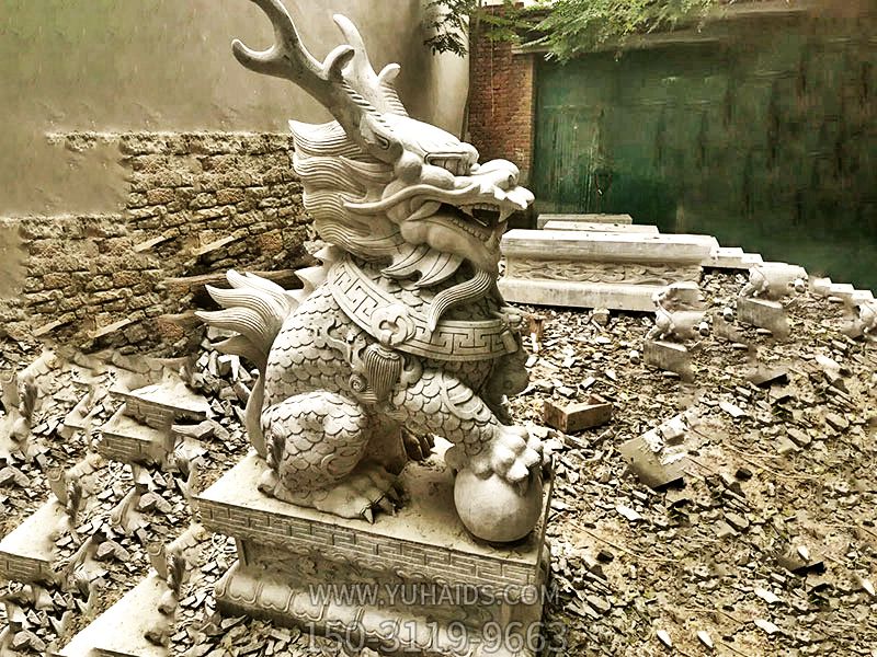 庭院寺庙大理石石雕麒麟雕塑