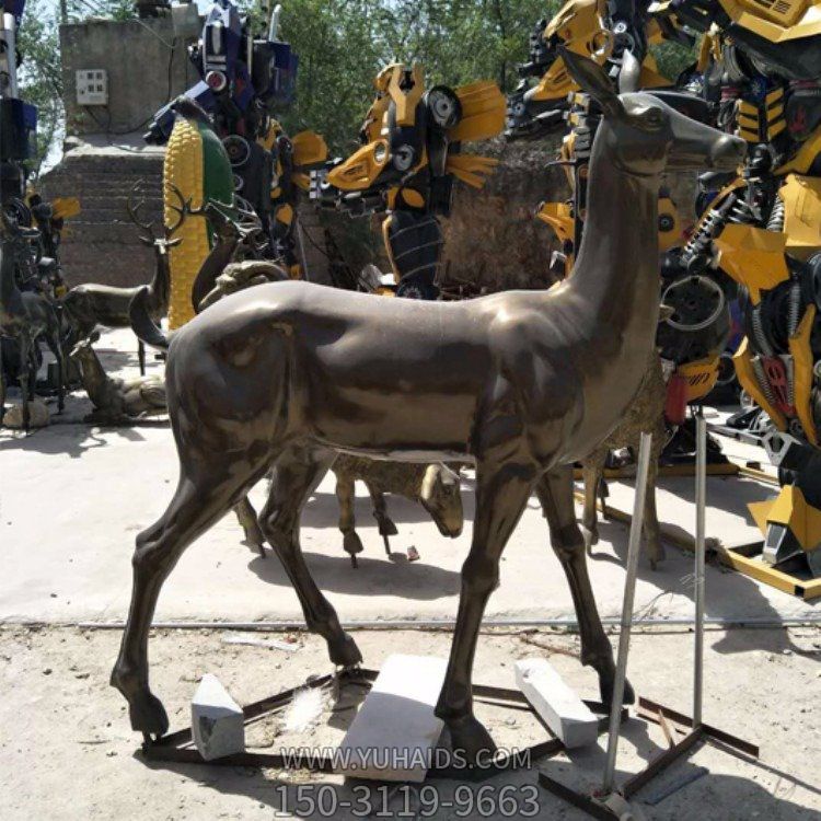 玻璃钢仿铜园林景观鹿雕塑