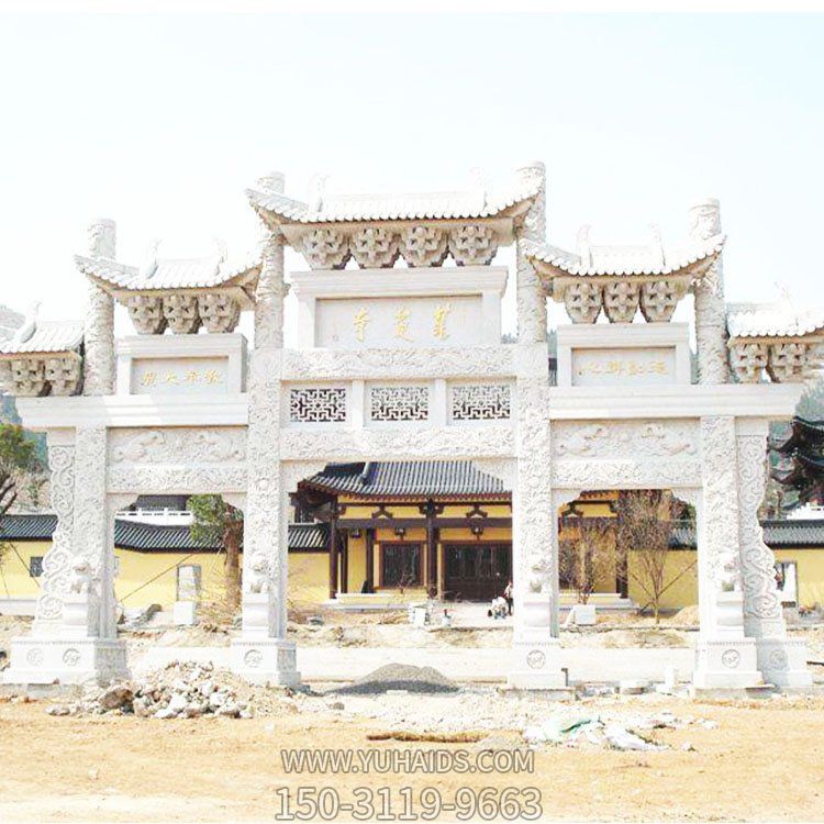 小区村口大理石精工细刻石牌坊雕塑