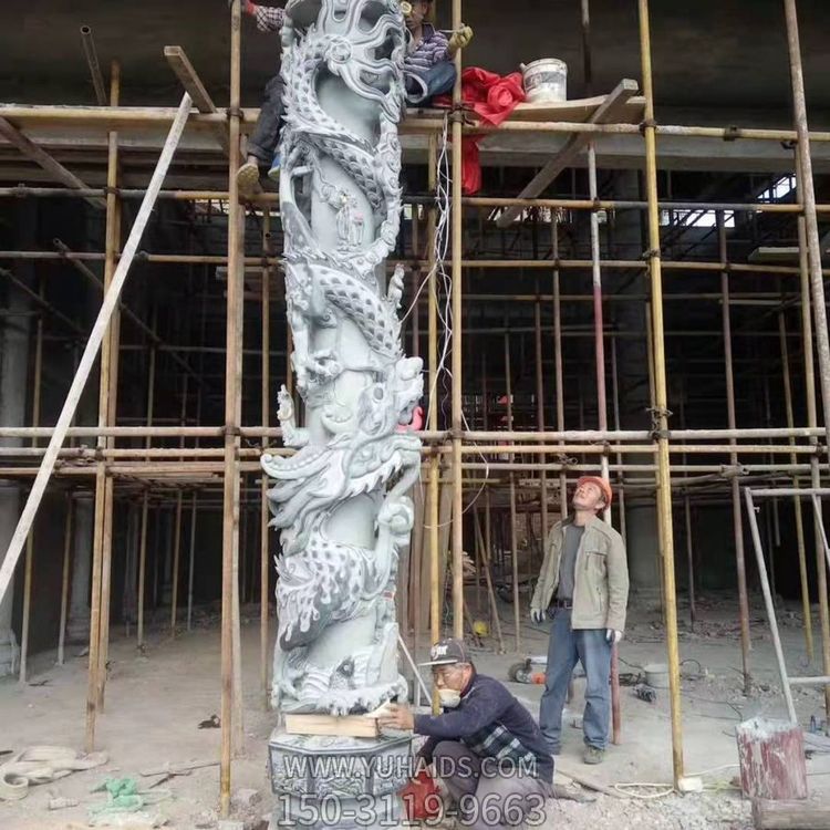 花岗岩浮雕石柱子大型盘龙柱华表景观雕塑