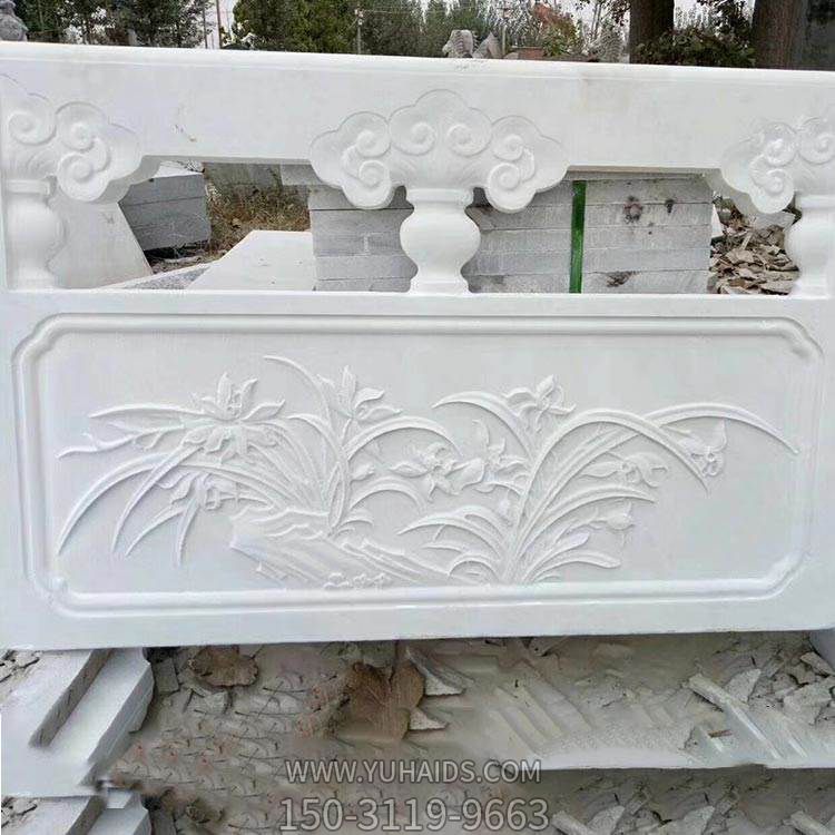 浮雕花朵大理石石雕户外园林景观围栏雕塑