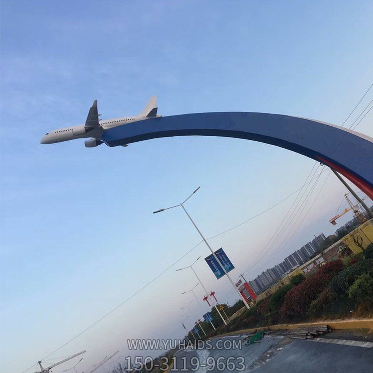 不锈钢户外大型飞机雕塑金属喷漆仿真飞机景点广场草坪摆件
