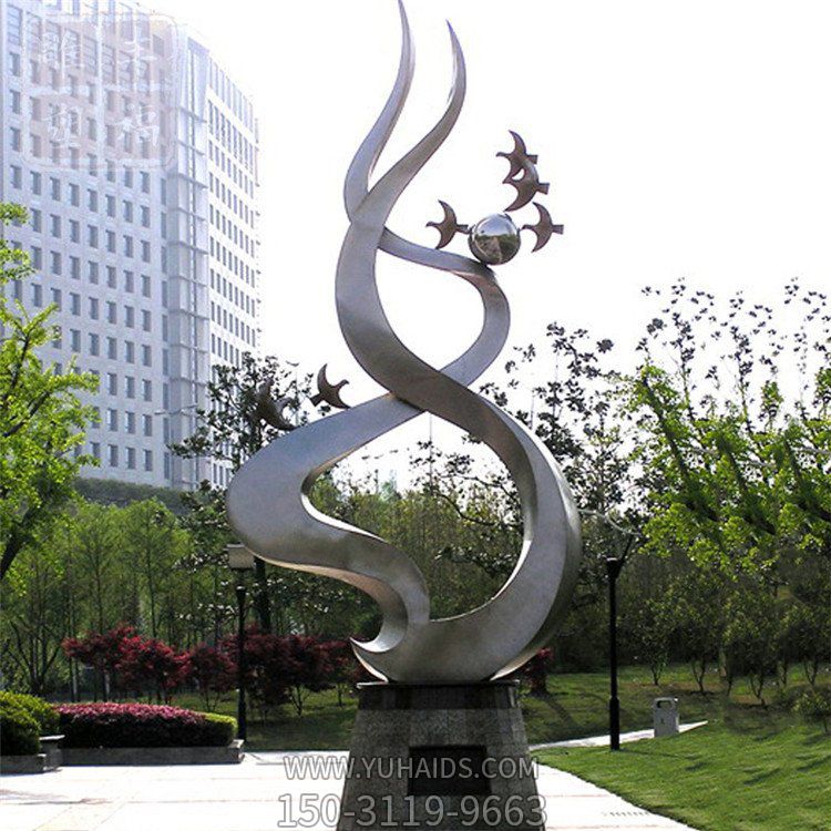 不锈钢抛光抽象艺术主题飞翔户外公园景观雕塑
