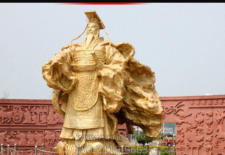 公园广场古代皇帝刘邦镀金纯铜雕塑