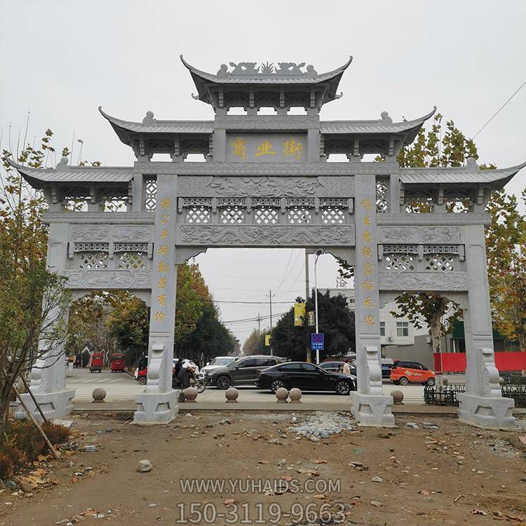 大理石石雕户外村口景观牌坊雕塑
