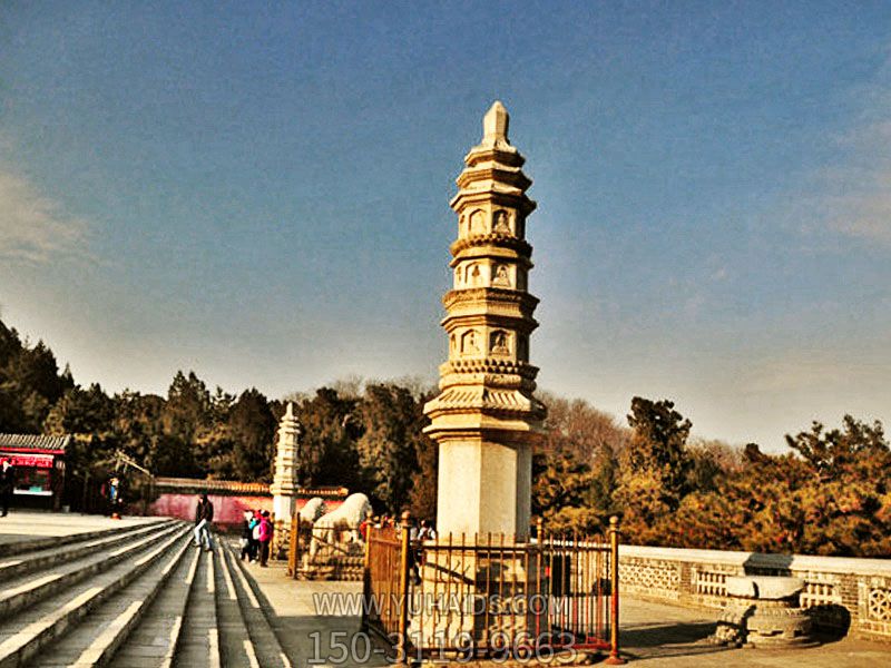 宗教佛家寺院汉白玉石经幢雕塑