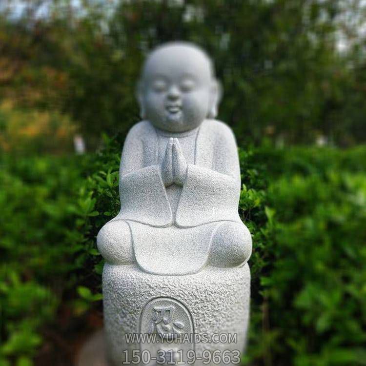 砂岩雕刻禅坐小沙弥小和尚雕像寺庙摆件雕塑