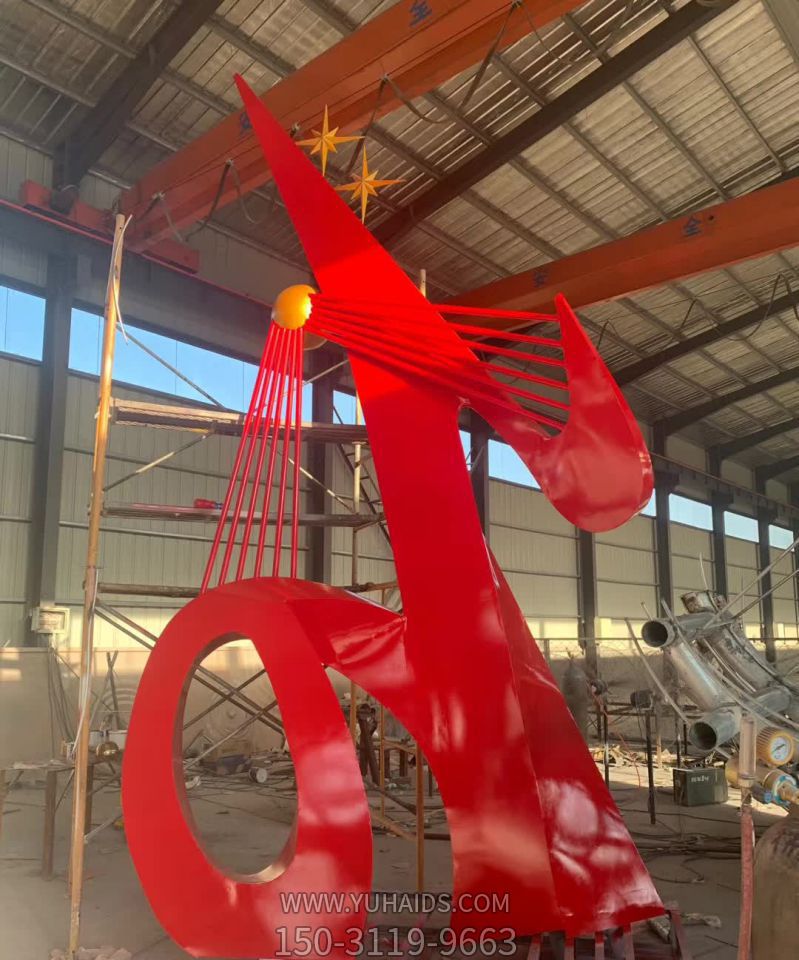 广场不锈钢抽象奋进标志牌雕塑