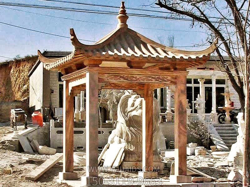 庭院摆放装饰四角晚霞红休闲凉亭雕塑