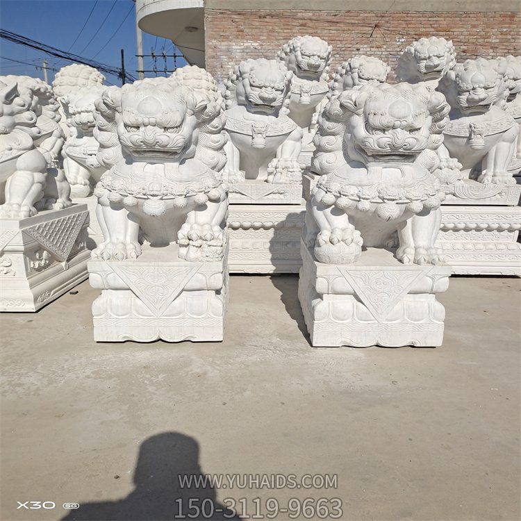 汉白玉优质天然石材雕刻石狮子庭院别墅大门前摆件雕塑