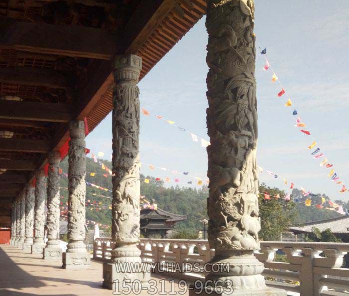 寺庙大殿汉白玉浮雕龙柱石雕雕塑