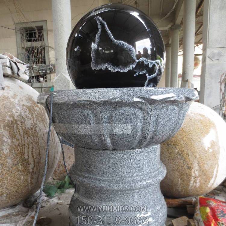 厂家石雕喷泉花岗岩莲花底座风水球广场公园景观装饰雕塑