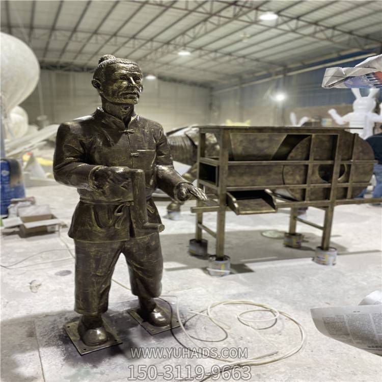 公园街道玻璃钢仿铜古代人物雕塑