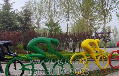 不锈钢抽象骑自行车人物雕塑