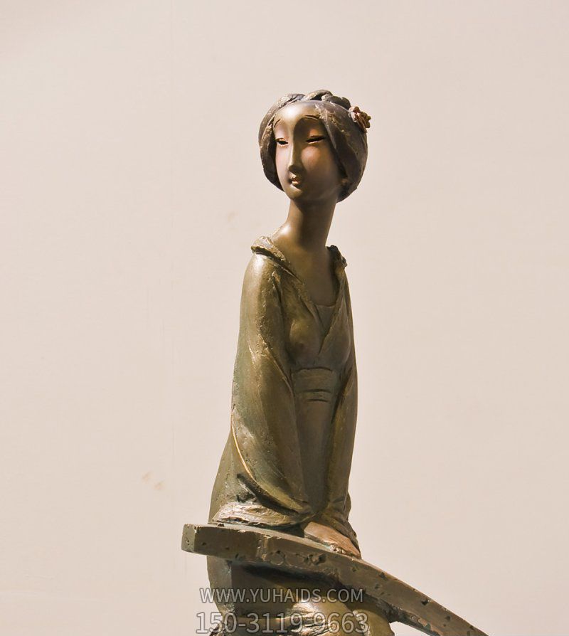 弹古筝的女人铜雕古代人物雕塑弹雕塑